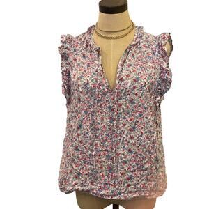 BB DAKOTA Steve Madden Floral Loose Fit blouse top shirt M Romantic Ruffles